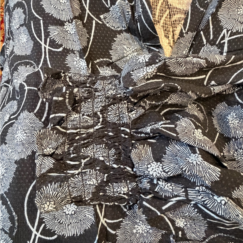 Anthropologie Peasant Blouse Maeve Collette Blue Floral Design Sz MEDIUM NEW - Picture 5 of 9
